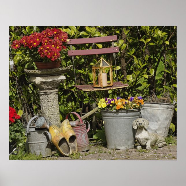 Poster Buckets, shoes, and flowers, Zaanse Schans, (Frente)