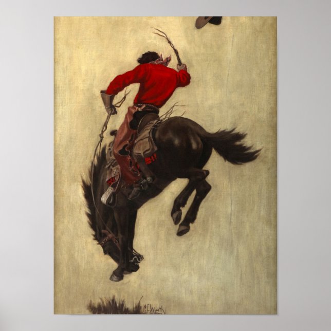 Poster Bucking Bronco, 1903 por Newell Convers Wyeth (Frente)