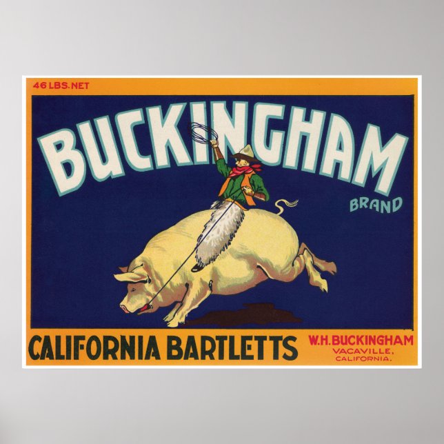 Poster Buckingham Vacaville California Bartletts Cowboy (Frente)
