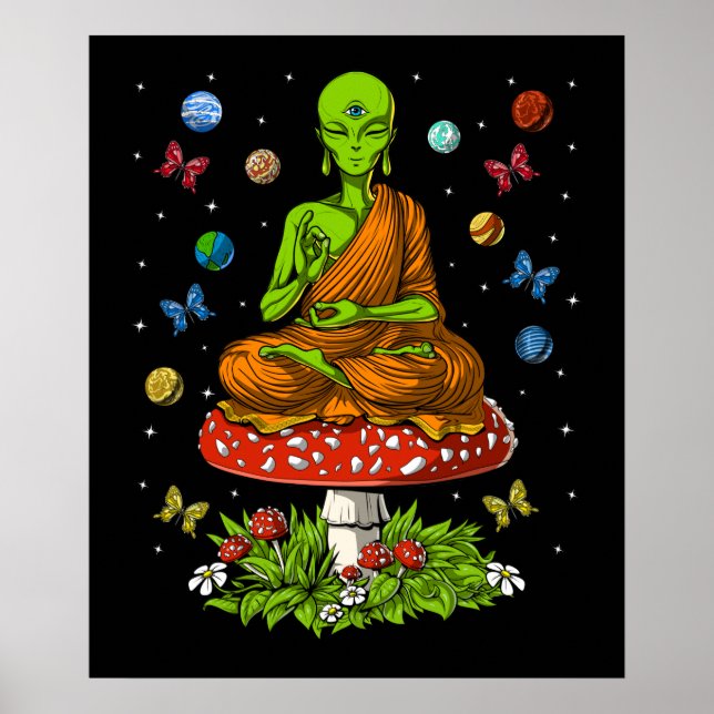 Poster Buda Alienígena psicodélica (Frente)