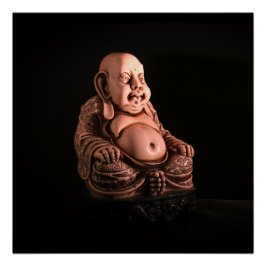 Pôster Buda Chinês preto e branco antigo