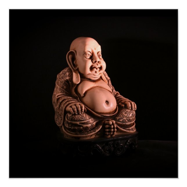 Pôster Buda Chinês preto e branco antigo (Frente)