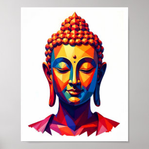 Poster Buda Colorida de Arte Digital Geométrica Contempor