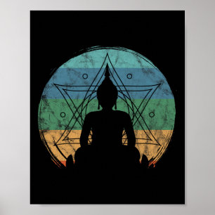 Poster Buda Retrô Budista Yoga Espiritual Meditação Zen