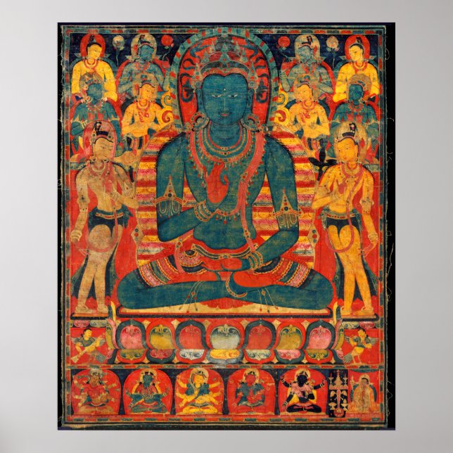 Poster Buda Transcendente do Século 13 com Bodhisattvas (Frente)