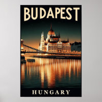 Budapest à Noite – Um Cartaz de Viagem Vintage