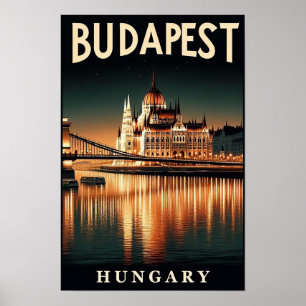Poster Budapest à Noite – Um Cartaz de Viagem Vintage