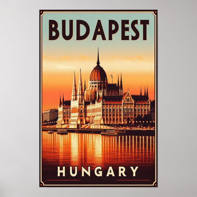 Poster Budapest by Night - A Viagens vintage (Frente)