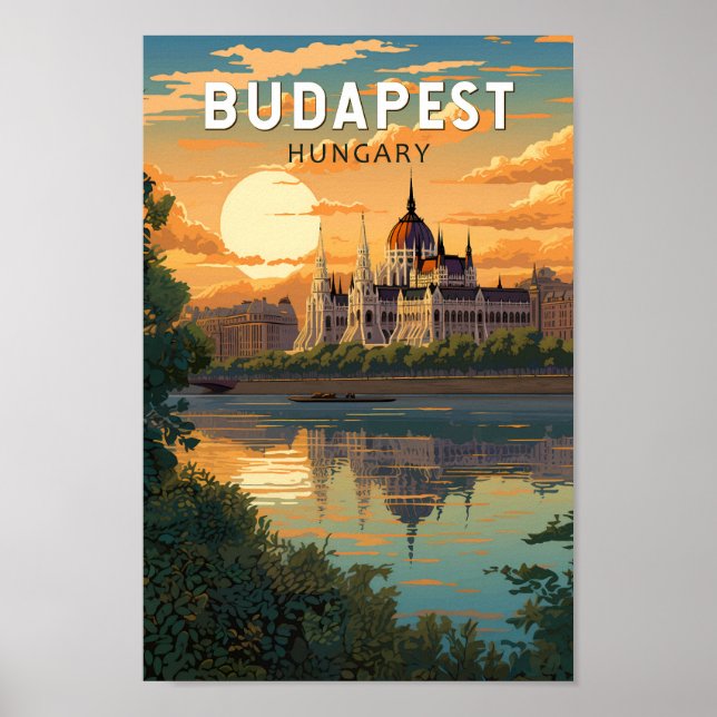 Poster Budapest Hungary Viagem Art Vintage (Frente)