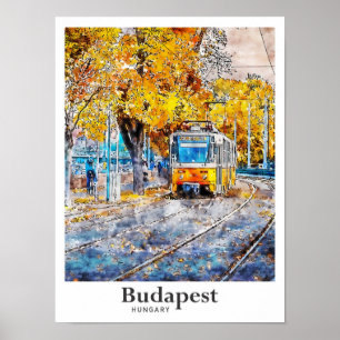 Poster Budapest Hungary Viagem Watercolor Hand Drawn