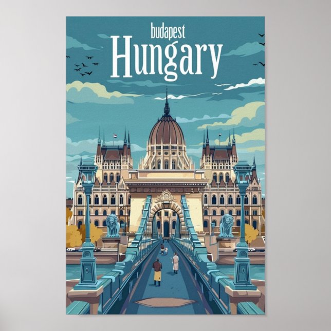 Poster Budapest Hungary Vintage Familiar Viagem (Frente)
