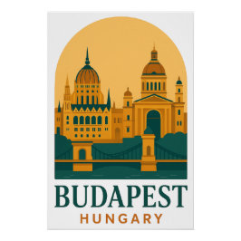 Pôster Budapest Hungary Vintage Travel Poster – Retro