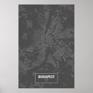 Pôster Budapest, Hungria (branca no preto)
