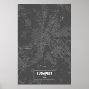 Pôster Budapest, Hungria (branca no preto)