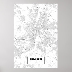 Poster Budapest, Hungria (preto no branco)
