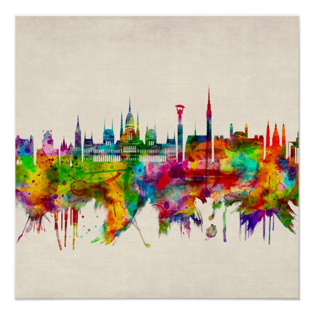 Pôster Budapest Hungria Skyline (Frente)