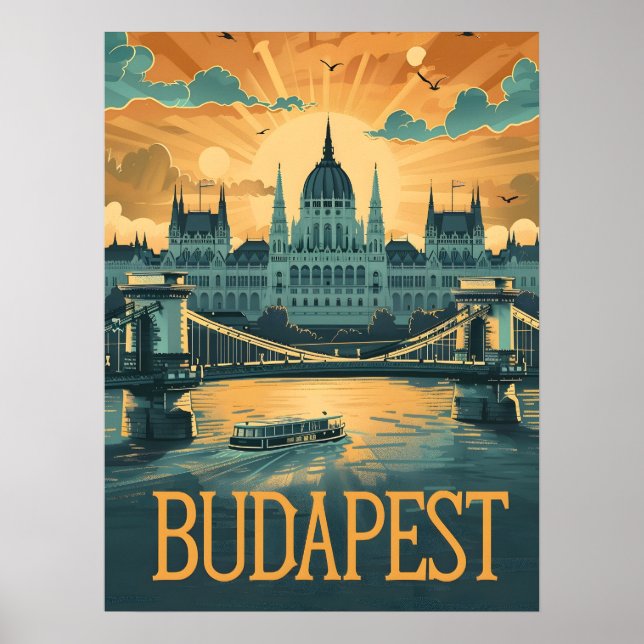 Poster Budapest Vintage Art (Frente)