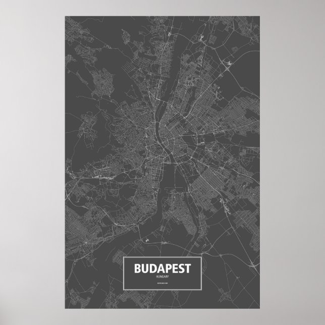 Pôster Budapeste, Hungria (branco a preto) (Frente)