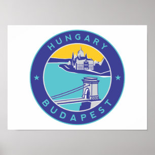 Poster Budapeste, Hungria, Magyar, Danúbio,