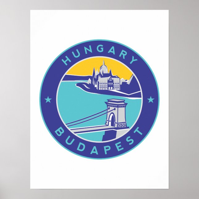 Poster Budapeste, Hungria, Magyar, Danúbio, (Frente)