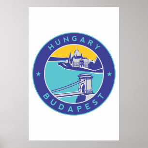 Poster Budapeste, Hungria, Magyar, Danúbio,