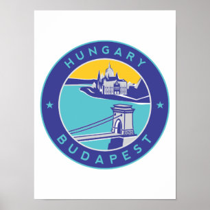 Poster Budapeste, Hungria, Magyar, Danúbio,