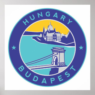 Poster Budapeste, Hungria, Magyar, Danúbio,