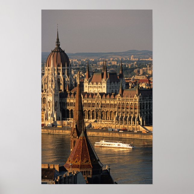 Poster Budapeste, Hungria, Rio Danúbio, Parlamento (Frente)