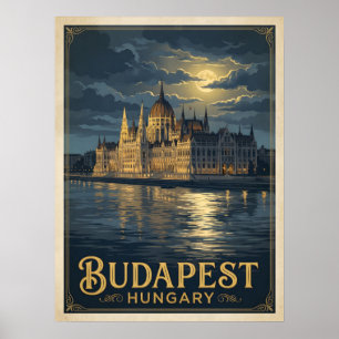 Poster Budapeste Hungria Viagem Gótica ao Luar
