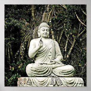 Poster buddha, budismo, asiático, tradicional, religião