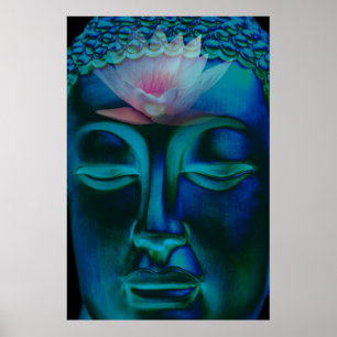 Pôster Buddha e Waterlily cor-de-rosa