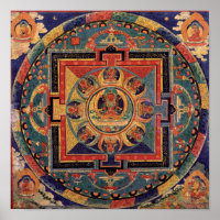 Buddha Mandala Antique Tibetan Thanka