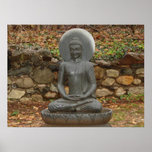 Pôster Buddha na chuva