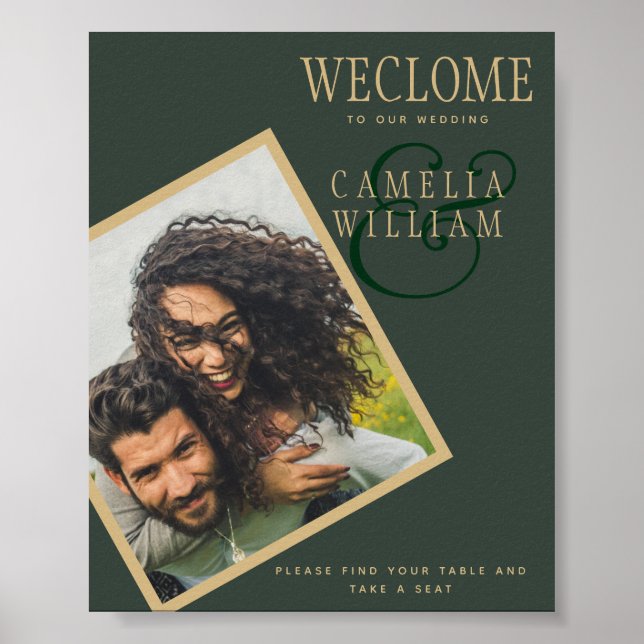 Poster BUDGET Olive Dourado Casamento Verde FOTO de Boas- (Frente)
