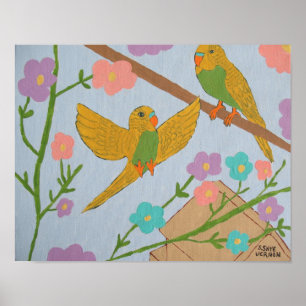 Poster Budgies (mosca livre) -14x11