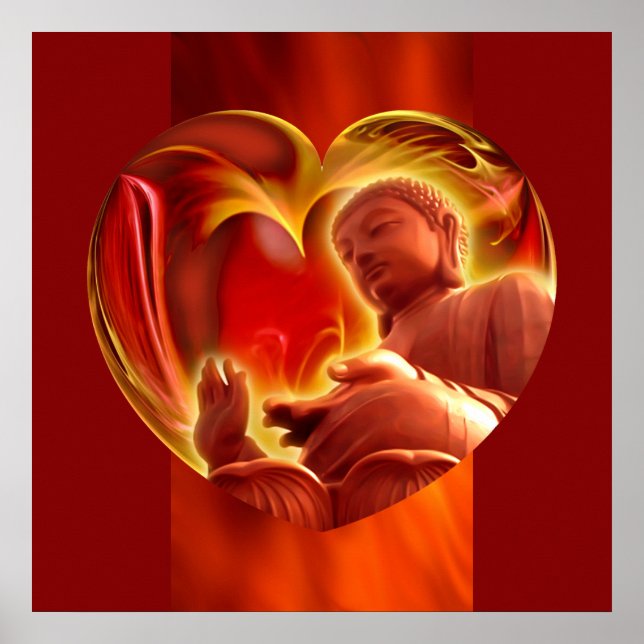 Pôster BUDHA Heart | vermelho-fogo (Frente)