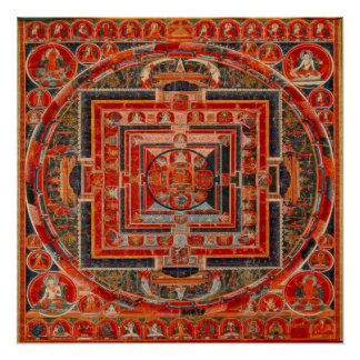 Pôster Budismo tibetano Mandala das Formas de Manjushri