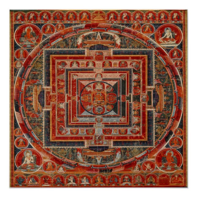 Pôster Budismo tibetano Mandala das Formas de Manjushri (Frente)