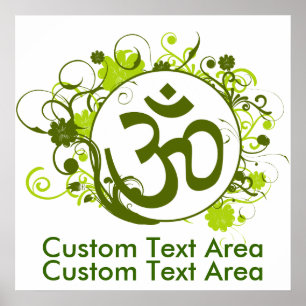 Pôster Budista Verde Floral Om