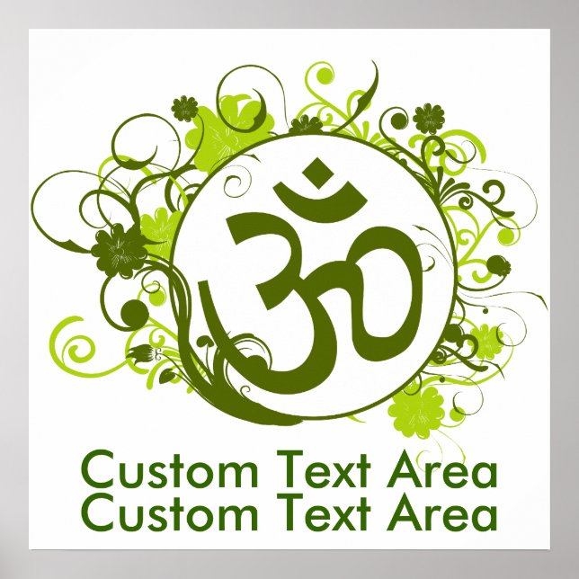 Pôster Budista Verde Floral Om (Frente)