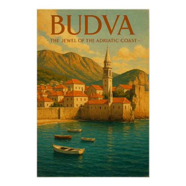 PÔSTER BUDVA — A JOIA DA COSTA ADRIÁTICA (Frente)