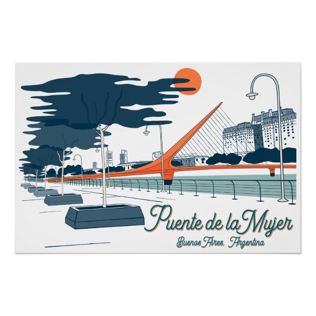 Pôster Buenos Aires, Argentina Architecture travel city (Frente)