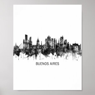 Poster Buenos Aires Argentina Skyline BW