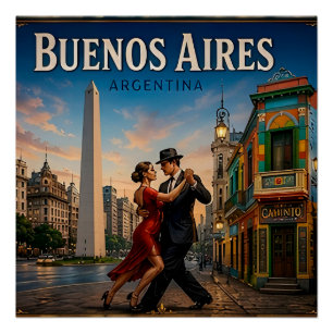 Pôster 🧲 Buenos Aires Argentina Viagem Lembrança Para Vi