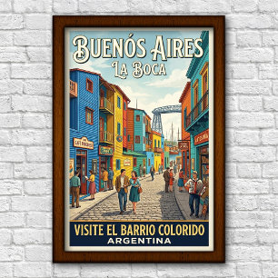 Poster Buenos Aires, Argentina Viagens anos 60 retrô