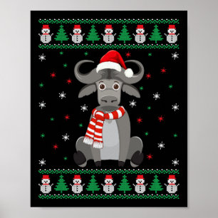 Poster Búfalo Animal Matching Family Feia De Natal Sueco