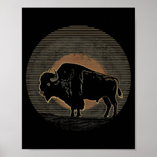 Poster Búfalo Bison - Gráfico Retro Anos 70 80 Vintage Ho
