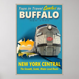 Poster Búfalo Nova York Central Railroad Tops em Viagem