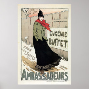 Pôster Bufete francês de Eugénie do cantor fêmea do