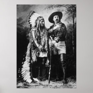 Poster Buffalo Bill Cody & assento Bull - cerca de 1885